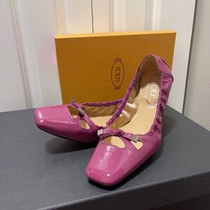 NEW TOD'S Purple Patent Leather Ballet Flats Sz 39.5/US 9.5